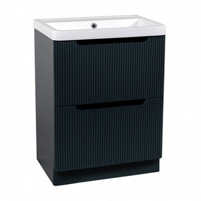 Monza Grey Fluted Basin Vanity 600mm from B&Q