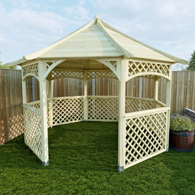 Octagonal Wooden Gazebo With Trellis PanelsPressure Treated10Ft X 10Ft (3.1M X 3.1M) from B&Q