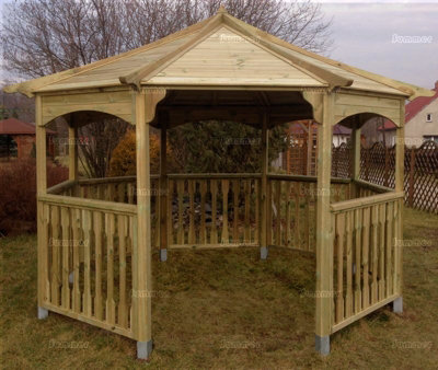 Octagonal Wooden Gazebo With BalustradesPressure Treated10Ft X 10Ft (3.1M X 3.1M) from B&Q