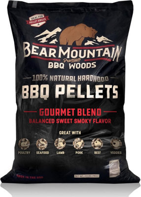 Bear Mountain Bbq Fb99 All-Natural Hardwood Smoky Gourmet Blend Bbq Smoker Pellets For Outdoor Grilling40 Lbs from B&Q