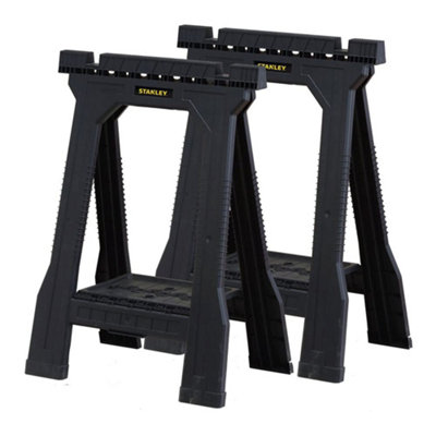 Stanley Folding Junior Work Bench Saw Horse Twin PackWith Tray For Tools And Small PartsStst 1-70355 from B&Q