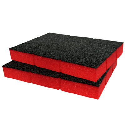Shadow Foam Tactix 2 Drawer Tool Chest Drawer Foam Inserts (Red 50mm) from B&Q