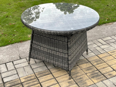 Fimous Outdoor Pe Rattan Round Dining Table Garden Furniture Accessory With Tempered Glass from B&Q