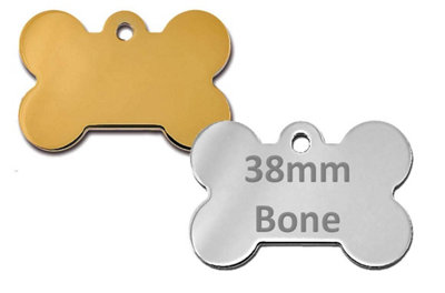 LarryRoo Personalised Round/bone Engraved Dog Id Name Tag Small/large Pet/cat Tags (38mm BoneSilver/nickel) from B&Q