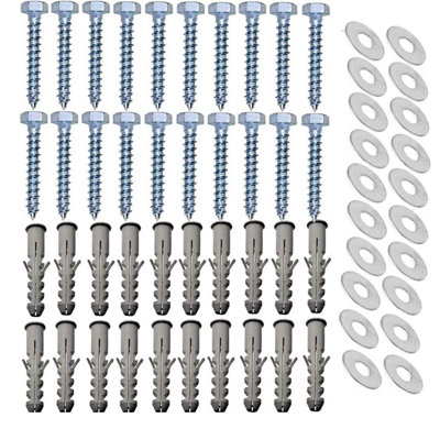 Inbrackets Heavy Duty M8X50mm Masonry Wall Screws With Plugs And Washers For Tv Bracket Satellite Dish And Shelf Mount Pack Of 20 from B&Q