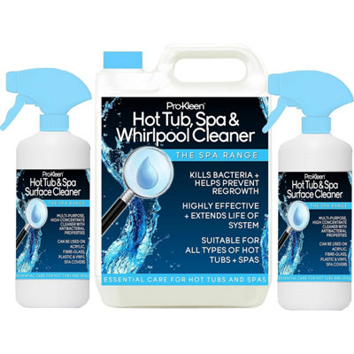 5L Of Pro-Kleen Hot Tub Spa & Whirlpool Hygienic Cleaner 2X 1 Litre Hot Tub & Spa Surface Cleaner from B&Q