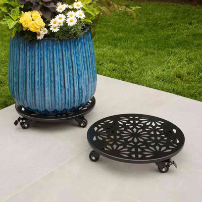Plant Caddy Stand 2 Pack Heavy Duty Pot Cart Trolley With Casters Wheels from B&Q