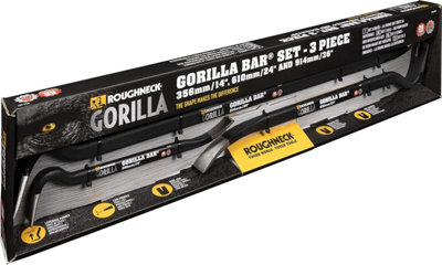 Roughneck Gorilla Bar Set 3Pc 14" 24" 36" Wrecking Crowbar Pry Tool from B&Q