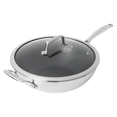 Henckels Paradigm 30Cm Hybrid Wok Ceramic Non-Stick Tri-Ply Stainless Steel With Lid from B&Q