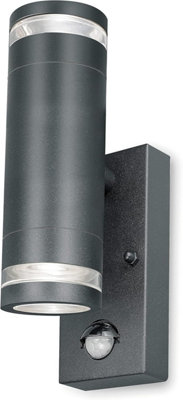 4Lite Marinus Anthracite Outdoor Pir Up Down Wall Light Ip44 Rust Free 4L2/2308 from B&Q