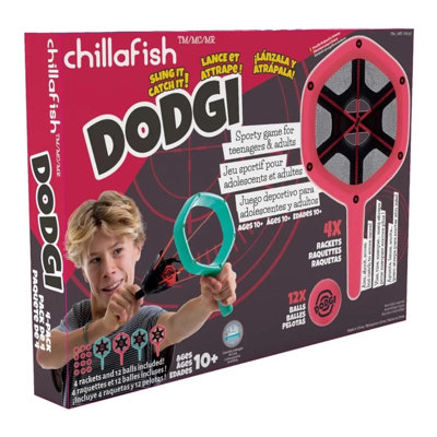 Chillafish Dodgi 4-Pack Shoot & Catch Slingshot Game 4 Rackets 12 Balls 1 Target from B&Q