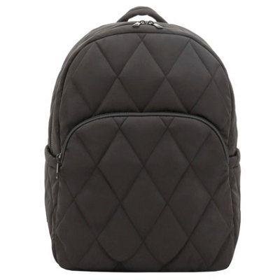 B&Q Mytagalongs Quilted Laptop Travel Backpack With Trolley Pass Sleeve, Black
