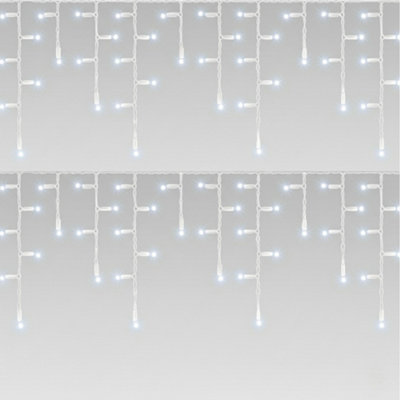 PegdevPdl Cool White Led Icicle Lights White Rubber Cable 60 40 20Cm Drop Outdoor Indoor Connectable Durable System 6M from B&Q