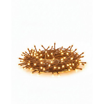 PegdevPdl Led Cluster Lights Copper Gold Black Rubber Cable Mains Fairy String Lighting Outdoor Indoor Connectable 15M from B&Q