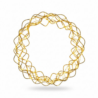 PegdevPdl30Cm Christmas Front Door Wreath With Lights 140 Led Copper Gold Illuminated With Timer 10M Lead from B&Q