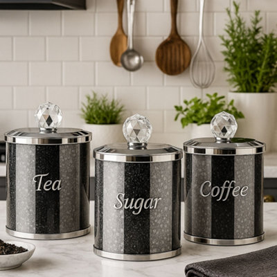 Smartbies Luxury Crystal TeaCoffee & Sugar Canister Set from B&Q