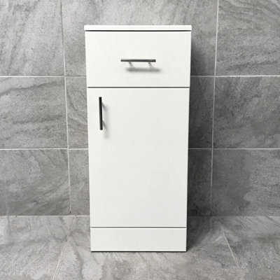 B&Q -  Bathroom Storage Drawer Unit Cupboard Modern 350mm Floorstanding White Gloss