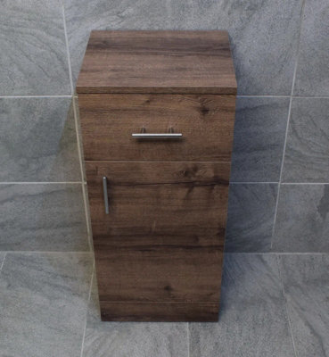B&Q -  Bathroom Storage Cupboard 350mm Walnut Oak Wood Finish Drawer Unit Stack
