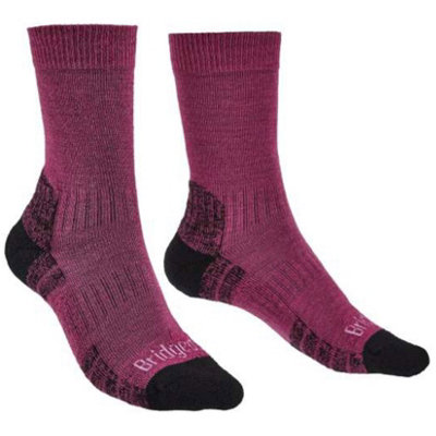 Bridgedale Socks Bridgedale Women's Lightweight Merino Performance Hiking Crew SocksUk: 7-8.5Berry Mauve from B&Q