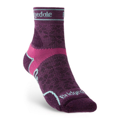 Bridgedale Socks Bridgedale Women's Lightweight T2 Merino Run Mini-Crew SocksUk: 7-8.5Damson Mauve from B&Q