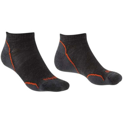 Bridgedale Socks Bridgedale Men's Ultra Light T2 Merino Performance No-Show Hiking SocksUk: 9-11.5Anthracite Grey/orange from B&Q