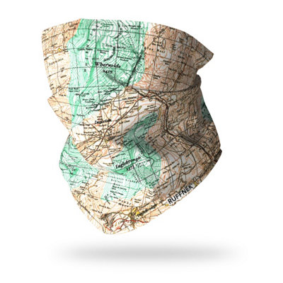 Ruffnek Yorkshire 3 Peaks Map Neck Gaiter Snood Scarf Headband For HikingTrail RunningCamping And Travel from B&Q