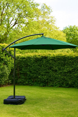  - Outdoor Cantilever Parasol Green With Base