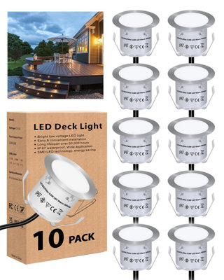 Hiboitec 10 Pcs Decking Lights0.6 W Led Deck Warm White Lighting Ip 67 Waterproof12 V Low Voltage Kitchen Plinth For Yard from B&Q