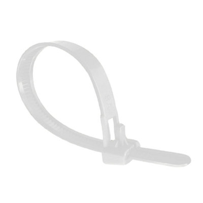  - 100 X Natural Releasable Cable Ties 300mm X 7.6mm Reusable Wire Tidy Zip Straps