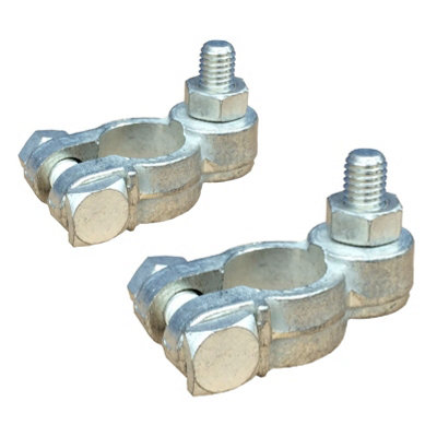2 X Battery Terminals Pair Positive And Negative Stud Type Nut 8mm + - from B&Q
