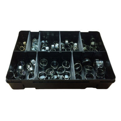 80 X Assorted Mikalor W1 Single Ear O Clamps With Insert Stepless Inner Ring from B&Q