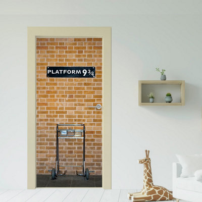 Walplus Kings Cross Platform 9.75 Door Mural Sticker from B&Q
