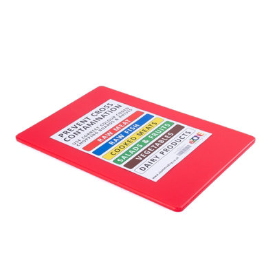 eZone Professional Large Chopping Board Catering Food Prep Cutting Colour Coded Red from B&Q