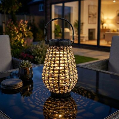 Garden Greatness Large Relica Solar Woven Rattan Lantern from B&Q