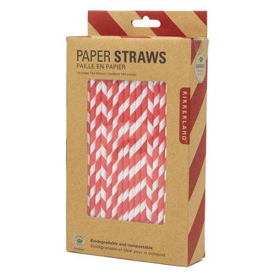 Kikkerland Red Stripe Paper Drinking Straws 144 Pack from B&Q