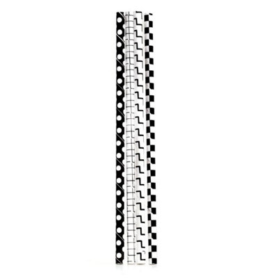 Kikkerland Black & White Pattern Paper Drinking Straws 144 Pack from B&Q