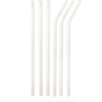 Kikkerland Reusable Clear Glass Drinking Straws Set Of 6 from B&Q