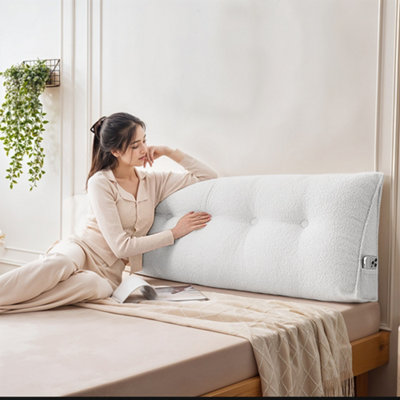 Thehotsale Off-White Triangular Teddy Fleece Headboard Cushion180Cm X 20Cm X 50Cm from B&Q