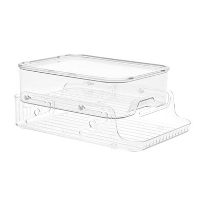 Living And Home Transparent Desktop Sliding Storage Box31.2Cm W X 21Cm D X 13.5Cm H from B&Q
