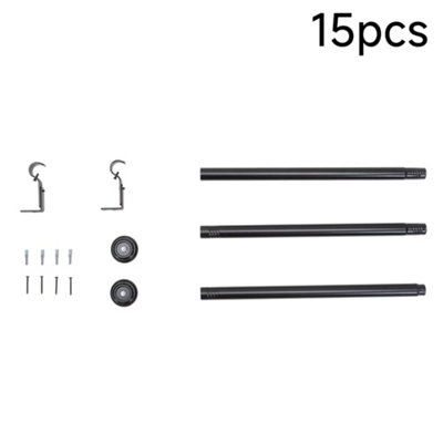 Living And Home Glossy Black Multi-Section Metal Telescopic Curtain Rod And Bracket (71-122Cm) from B&Q