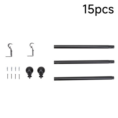 Living And Home Glossy Black Multi-Section Metal Telescopic Curtain Rod And Bracket (71-121Cm) from B&Q