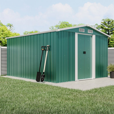 Breeins Green Metal Shed Apex Roof Garden Tool Shed With 2 Doors,10X8Ft from B&Q