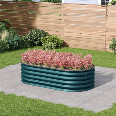 Breeins 160Cm W Green Garden Bed Oval-Shaped Galvanised Steel Raised Garden Bed from B&Q