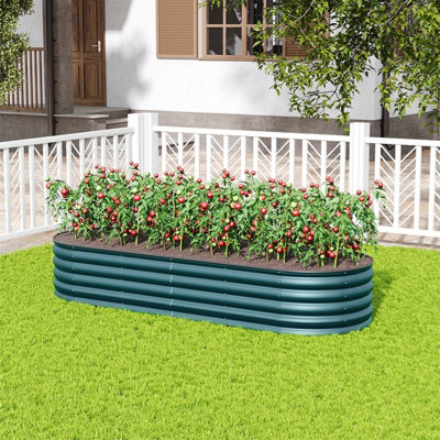 Breeins 240Cm W Green Garden Bed Oval-Shaped Galvanised Steel Raised Garden Bed from B&Q