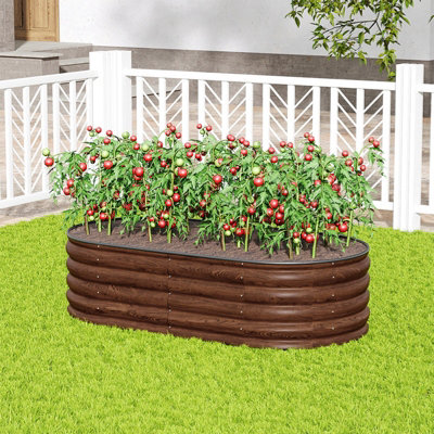 Breeins 160Cm W Brown Oval-Shaped Galvanised Steel Raised Garden Bed from B&Q