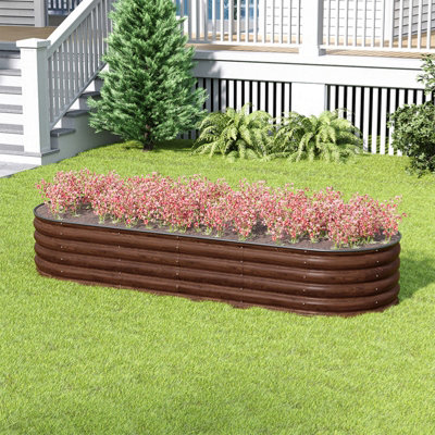 Breeins 240Cm W Brown Oval-Shaped Galvanised Steel Raised Garden Bed from B&Q
