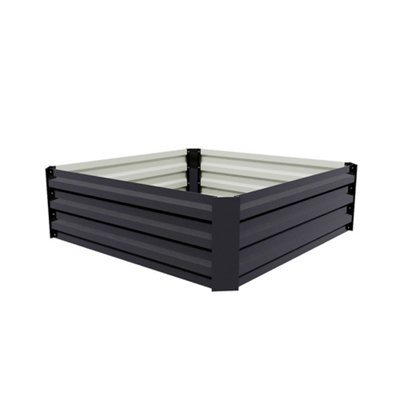 Breeins 100Cm Square Anthracite Galvanised Steel Raised Garden Bed from B&Q