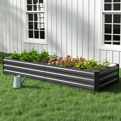 Breeins 240Cm W Outdoor Rectangular Metal Anthracite Raised Garden Bed from B&Q
