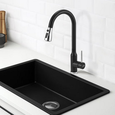 B&Q -  Black Pull-Down Kitchen Faucet 304 Stainless Steel Faucet