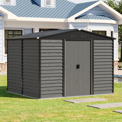 Living And Home 10X8Ft Outdoor Metal Shed Garden Storage Shed With Apex Roof from B&Q